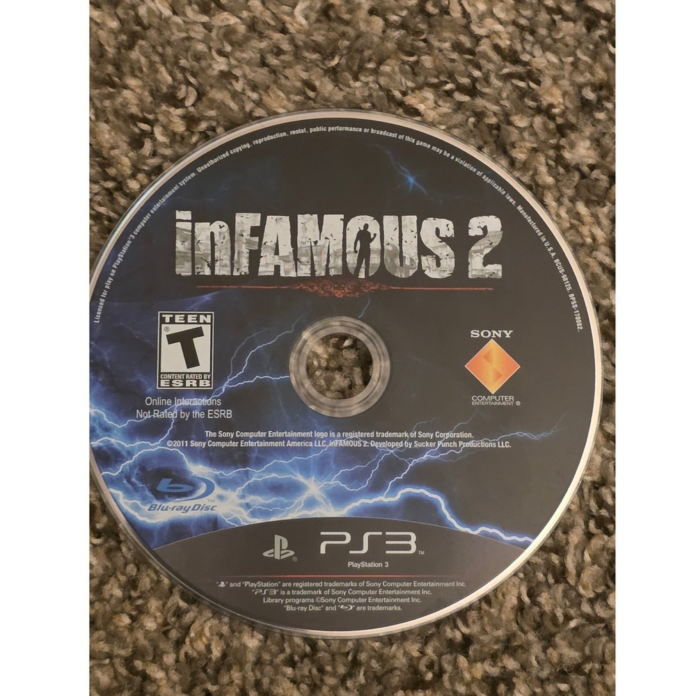Sony PS3 Infamous 2 Video Game PlayStation 3 Blu-ray Disc BCUS-98125